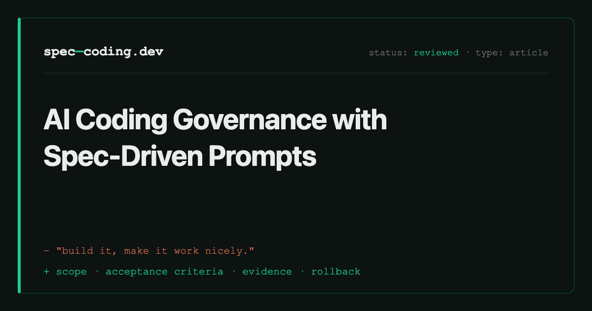 AI Coding Governance with Spec-Driven Prompts | Spec Coding