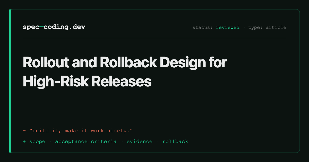 Rollout and Rollback Design for High-Risk Releases | Spec Coding