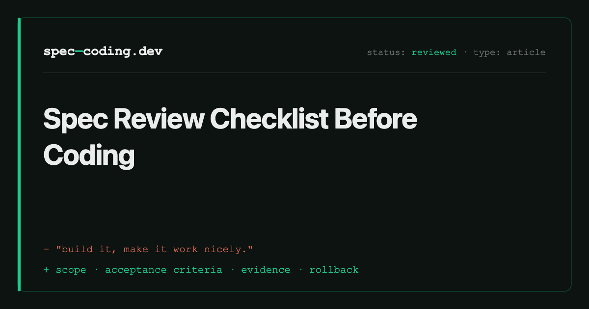 Spec Review Checklist Before Coding | Spec Coding