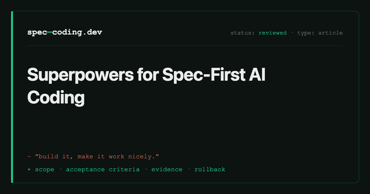 Superpowers for Spec-First AI Coding | Spec Coding