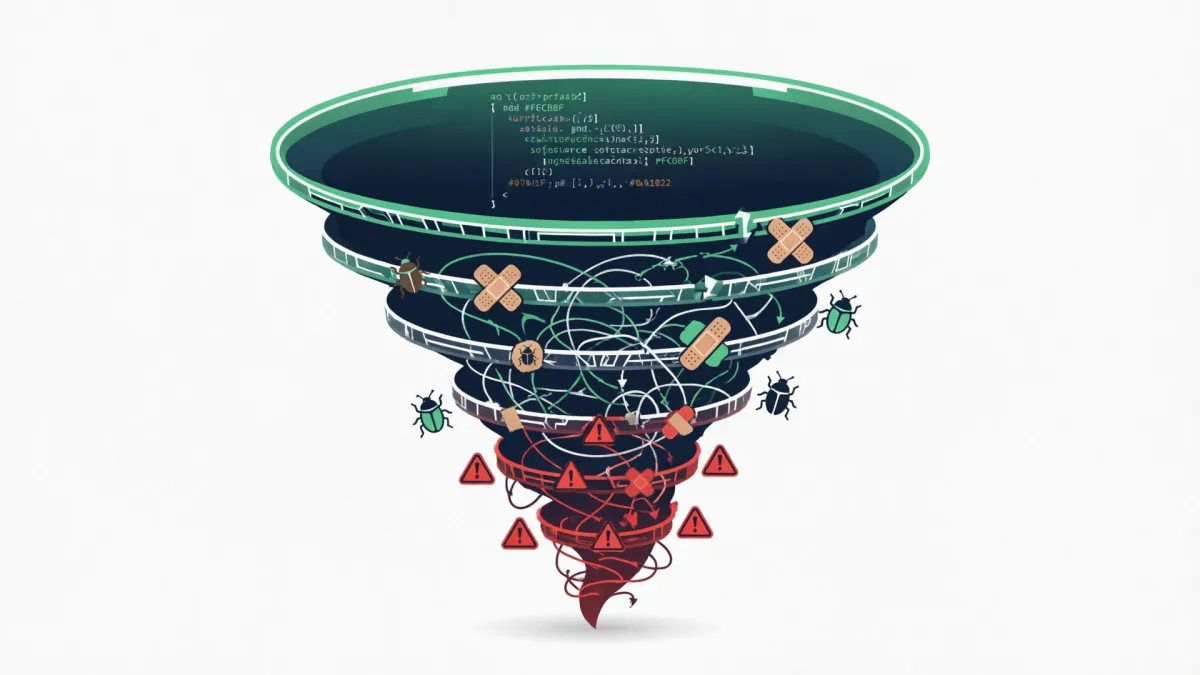 Vibe Coding 的补丁螺旋：每次修 bug 都引入新的复杂性和新的边界情况，形成越来越混乱的补丁网