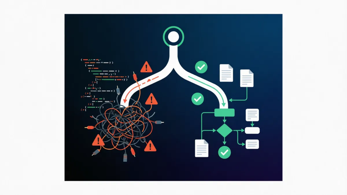 两条分岔路：Vibe Coding 直接开始给 AI 写 prompt，Spec Coding 先写技术规格文档