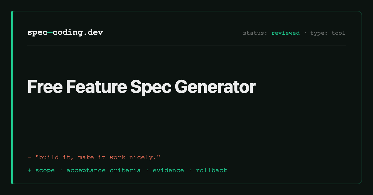 Free Feature Spec Generator | Spec Coding